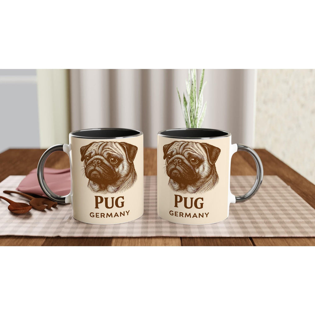 Mops Tasse – Vintage Sepia Hundeporträt – Pug Germany – Edle Hunde Tasse – Geschenk für Mops Besitzer – Haustier Portrait Kaffeebecher