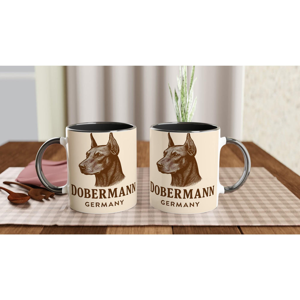 Dobermann Tasse – Vintage Sepia Hunde Portrait – Doberman Germany – Edles Hundegeschenk – Hunderasse Becher – Hundehalter Geschenk