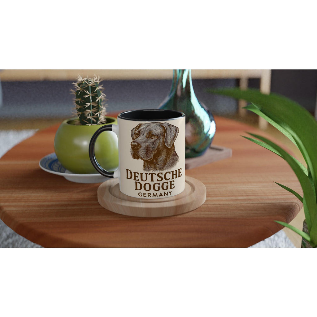 Deutsche Dogge Tasse – Vintage Sepia Portrait – Great Dane Germany – Edles Hunde Geschenk – Haustier Tasse – Hunderasse Illustration