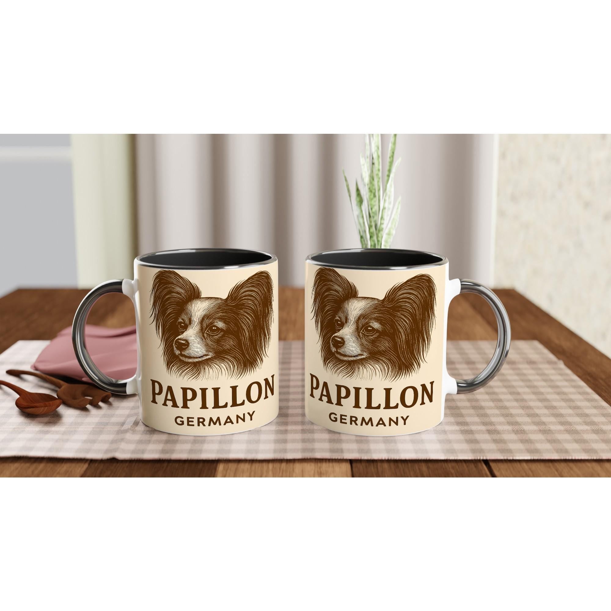 Papillon Tasse – Vintage Sepia Hundeportrait – Papillon Geschenk – Hundeliebhaber Becher – Rassehund Illustration – Premium Haustier Tasse