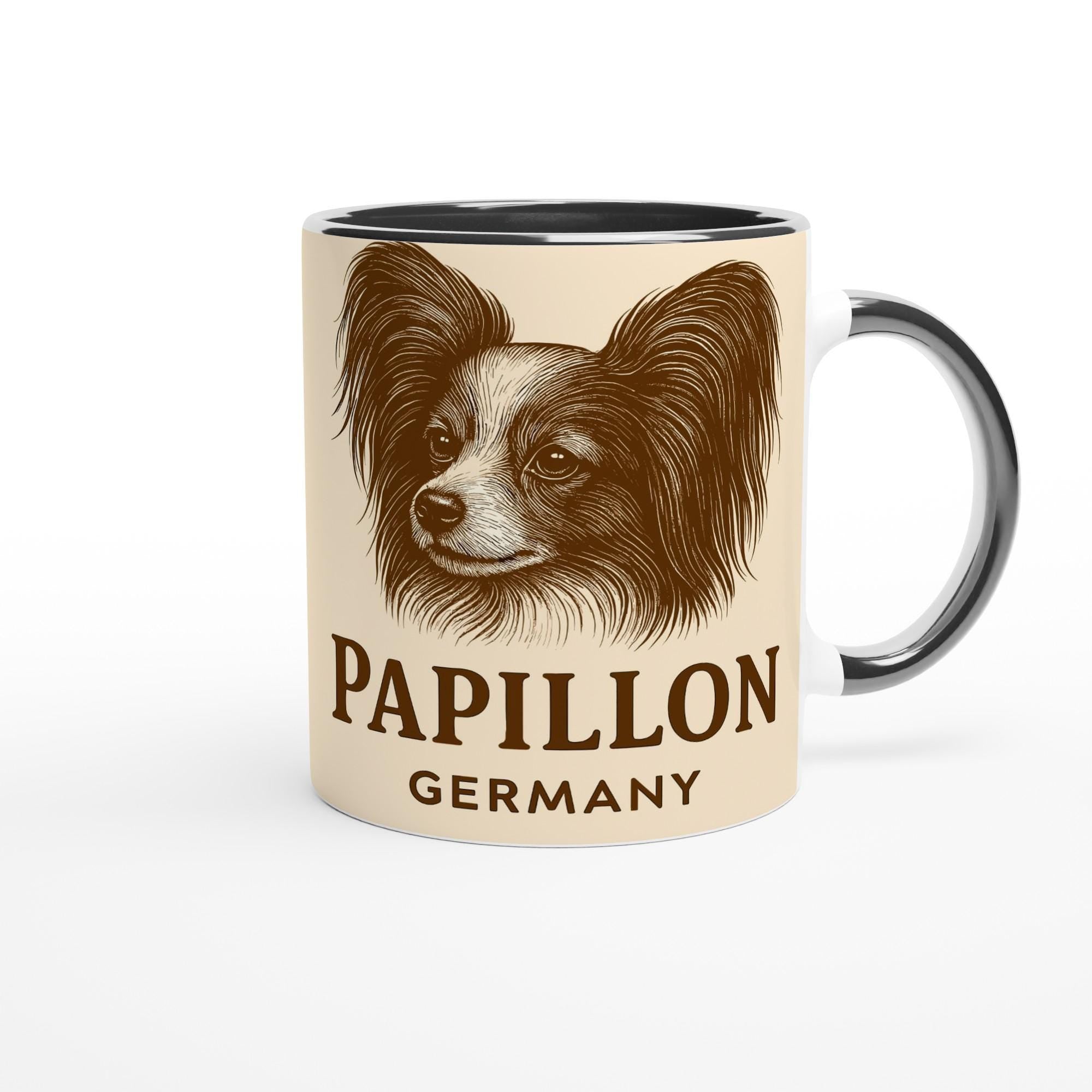 Papillon Tasse – Vintage Sepia Hundeportrait – Papillon Geschenk – Hundeliebhaber Becher – Rassehund Illustration – Premium Haustier Tasse