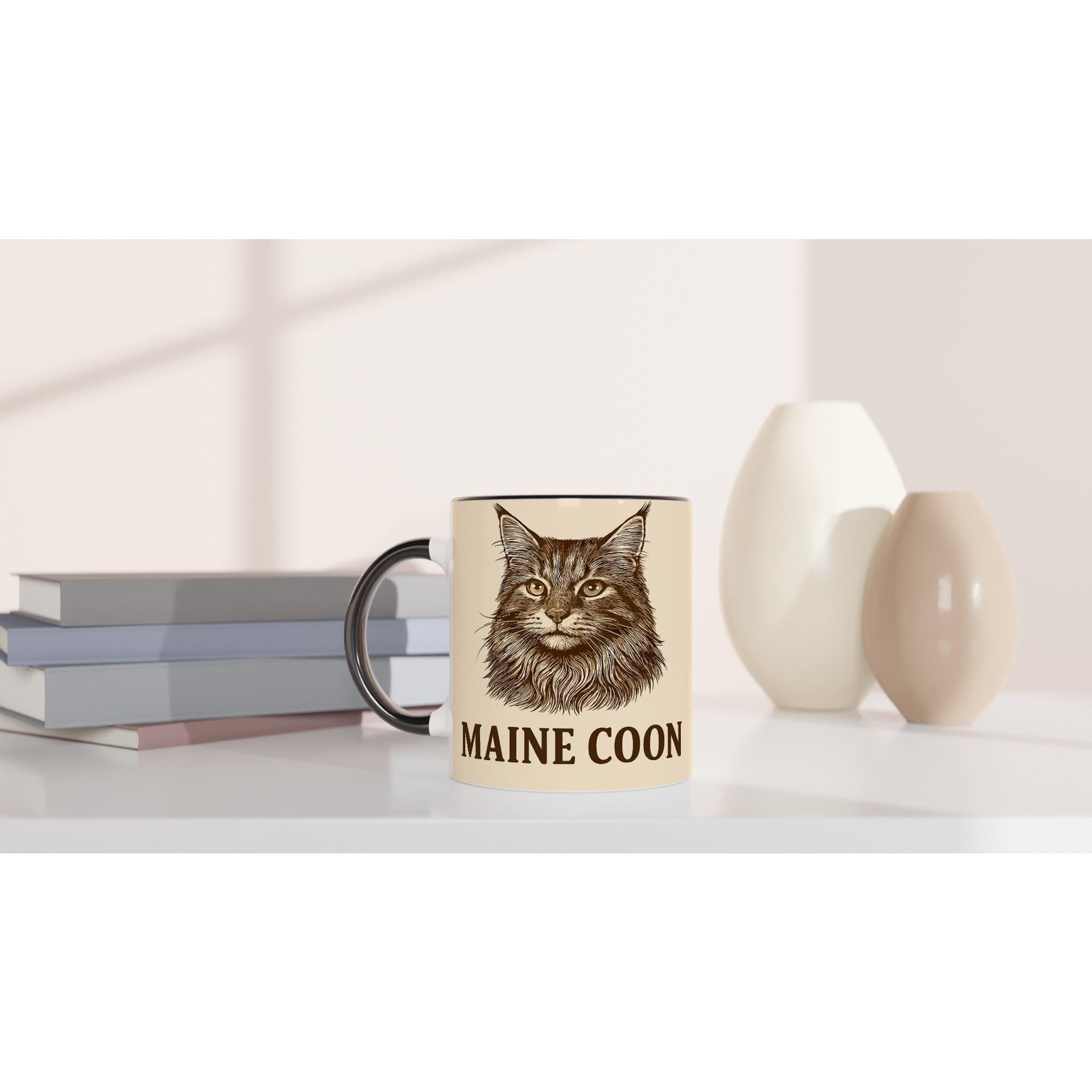 Maine Coon Tasse für Katzenliebhaber – Vintage Line Art Cat Mug für echte Coon-Fans & Tierfreunde