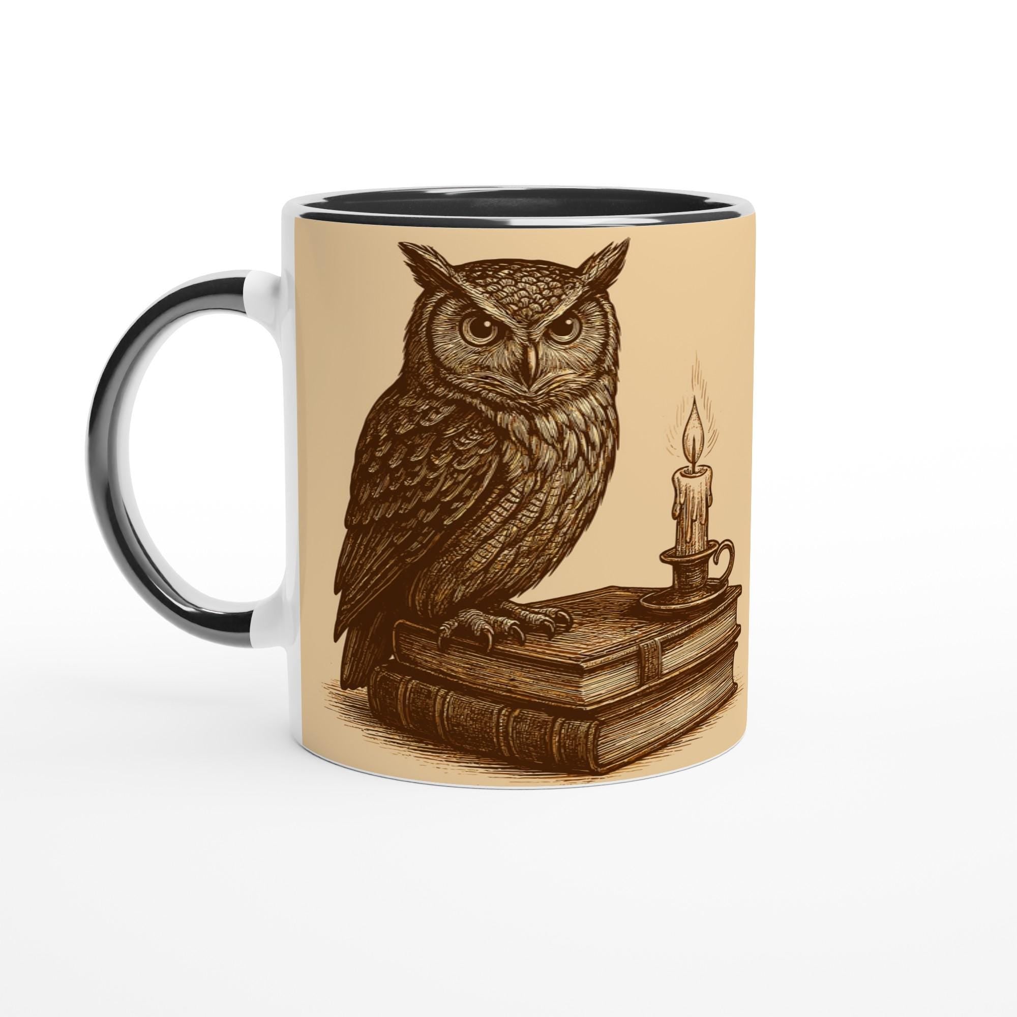 Lesende Eule – Owl Reading Design für Bücherliebhaber & Eulen-Fans – Vintage Line Art Illustration