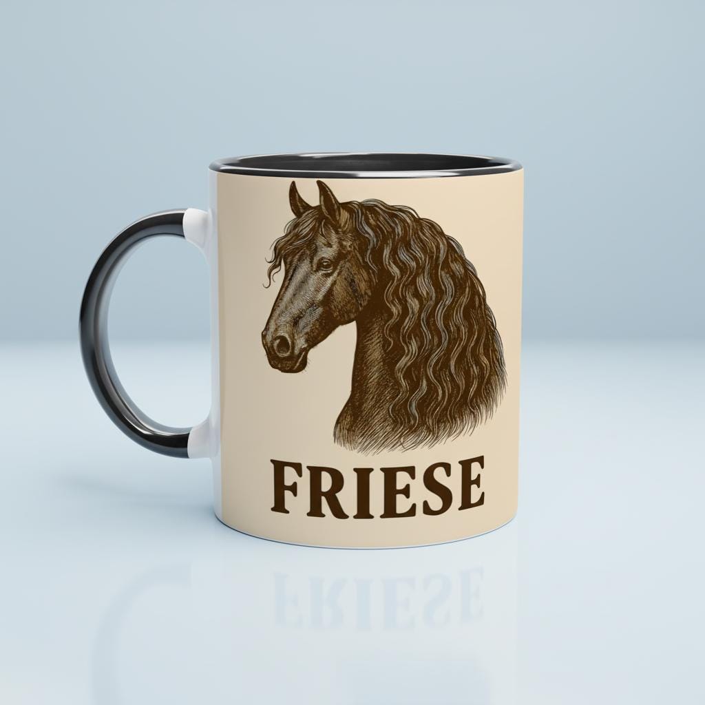 Friese Pferd Line Art – Friesian Horse Illustration für Pferdeliebhaber – Edles Barockpferd Design