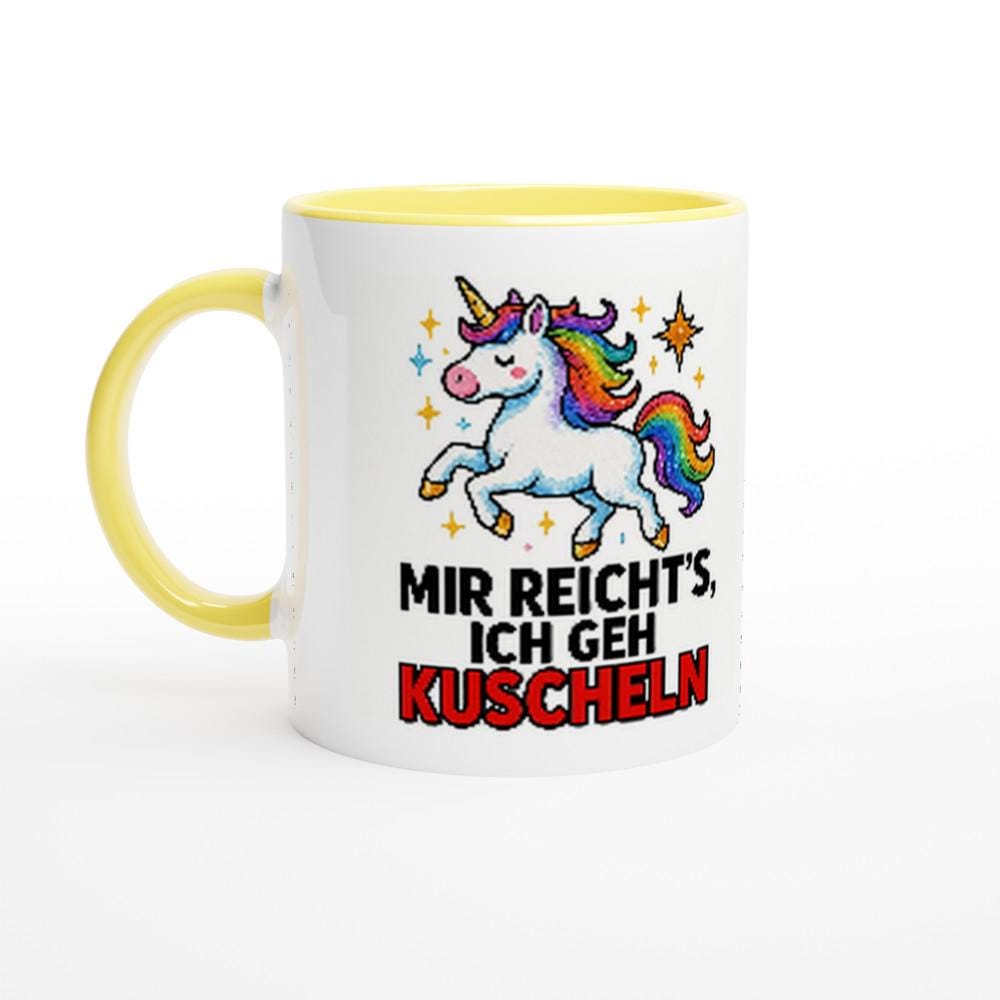 Einhorn Tasse – “Mir reicht’s, ich geh kuscheln” | Lustige Kaffeetasse | Geschenk für Kinder, Freundin & Einhorn-Fans
