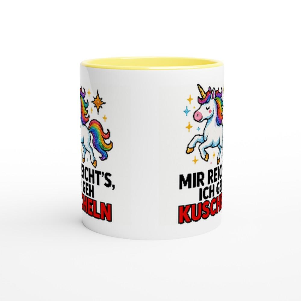 Einhorn Tasse – “Mir reicht’s, ich geh kuscheln” | Lustige Kaffeetasse | Geschenk für Kinder, Freundin & Einhorn-Fans