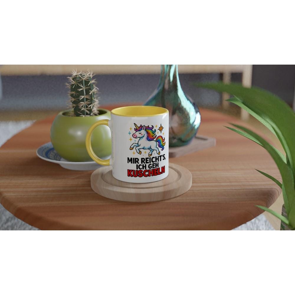 Einhorn Tasse – “Mir reicht’s, ich geh kuscheln” | Lustige Kaffeetasse | Geschenk für Kinder, Freundin & Einhorn-Fans