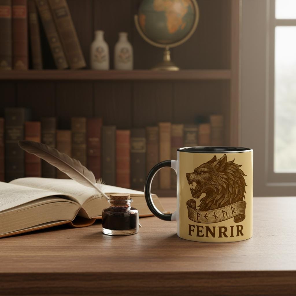 Fenrir – Mythologischer Nordischer Wolf | Norse Mythology Artwork | Fenriswolf Silhouette | Viking Fantasy Illustration