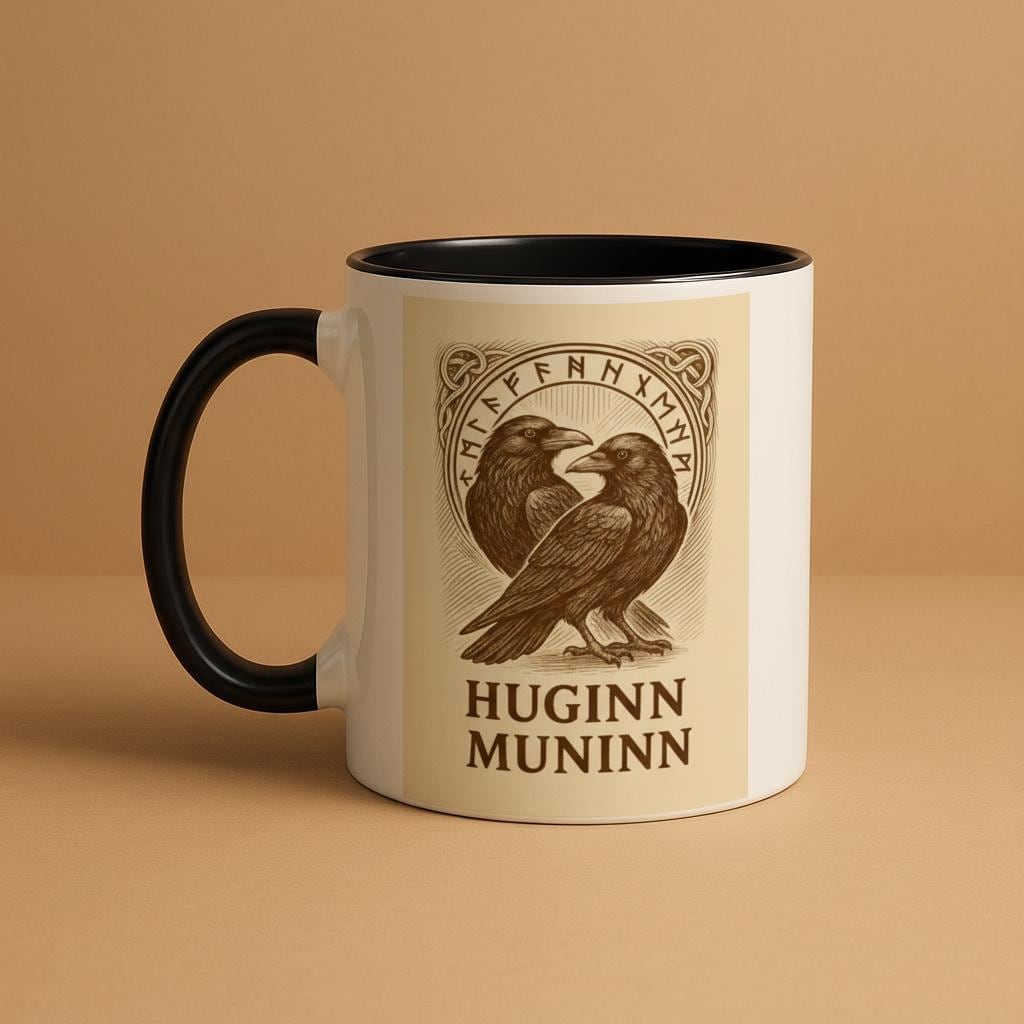 Huginn & Muninn – Odins Raben Motiv | Nordische Mythologie Illustration | Viking Raven Artwork | Mystische Silhouette