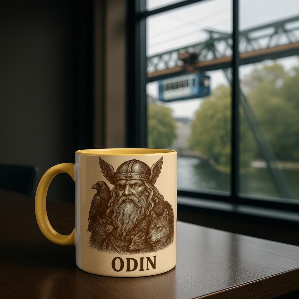 Odin mit wolf – Nordische Mythologie Illustration | Odin Artwork | Viking & Norse God Motiv | Mystisches Nordic Design