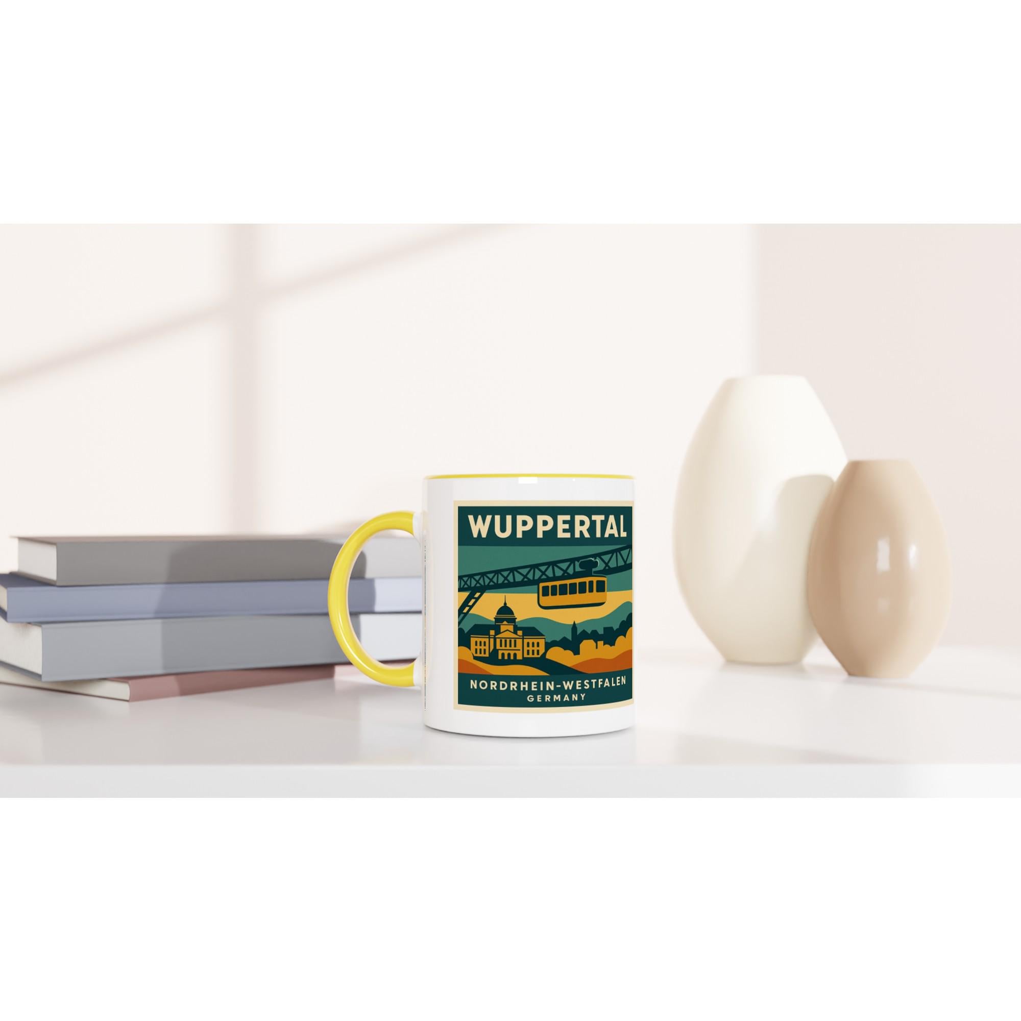 Wuppertal Skyline Tasse – Retro 70er Poster Style – Vintage City Mug – Wuppertal Geschenk – Architektur Tasse – Städte Souvenir