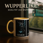 Fenrir Tasse – Nordische Mythologie Wolf – Wikinger Geschenk – Viking Mug mit Runen – Fenrir Wolf Illustration – Nordic Pagan Coffee Cup