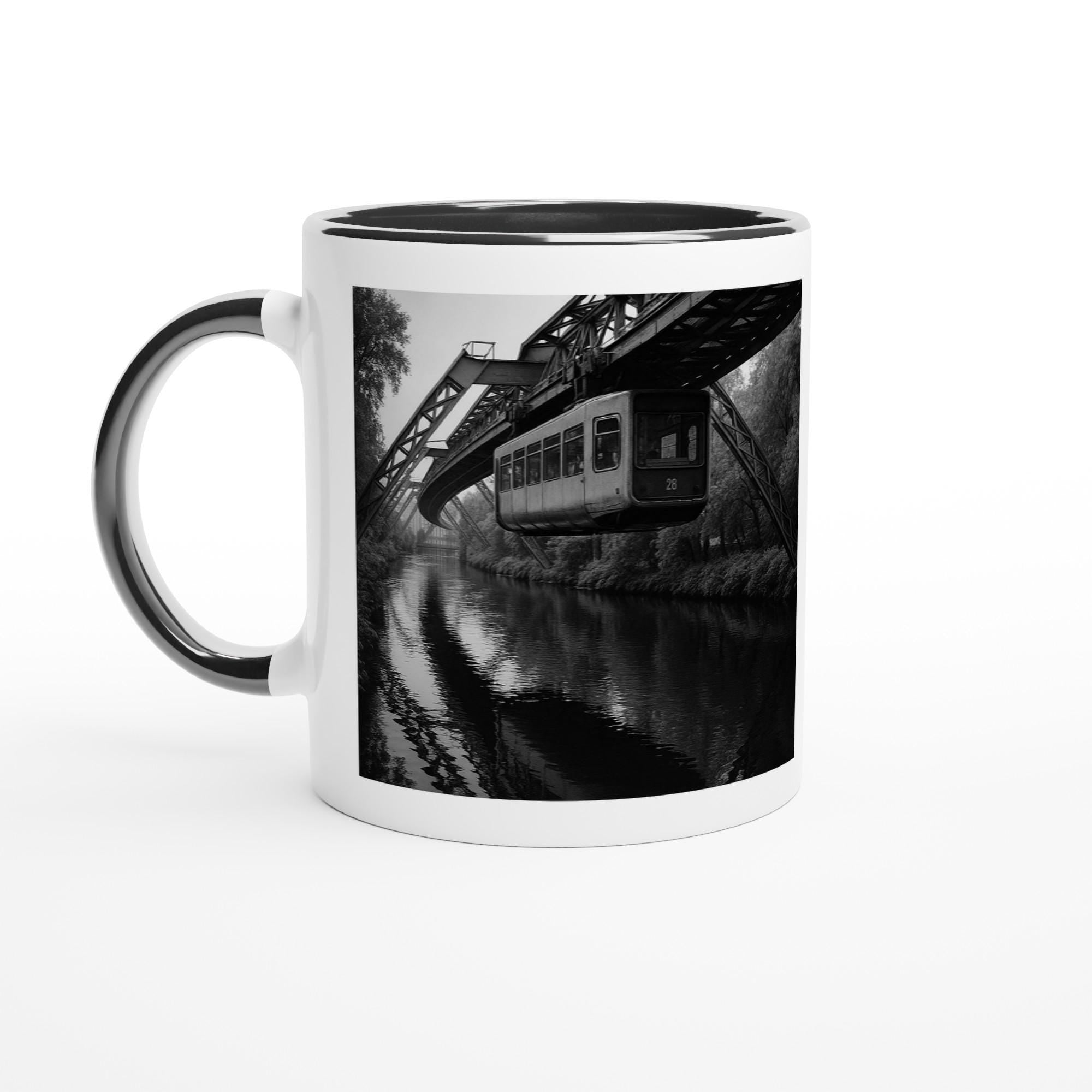Wuppertal Schwebebahn Tasse – Monochrome Fotokunst – Schwarz-Weiß Architektur – Wuppertal Geschenk – Bahn Nostalgie – Stadt Souvenir