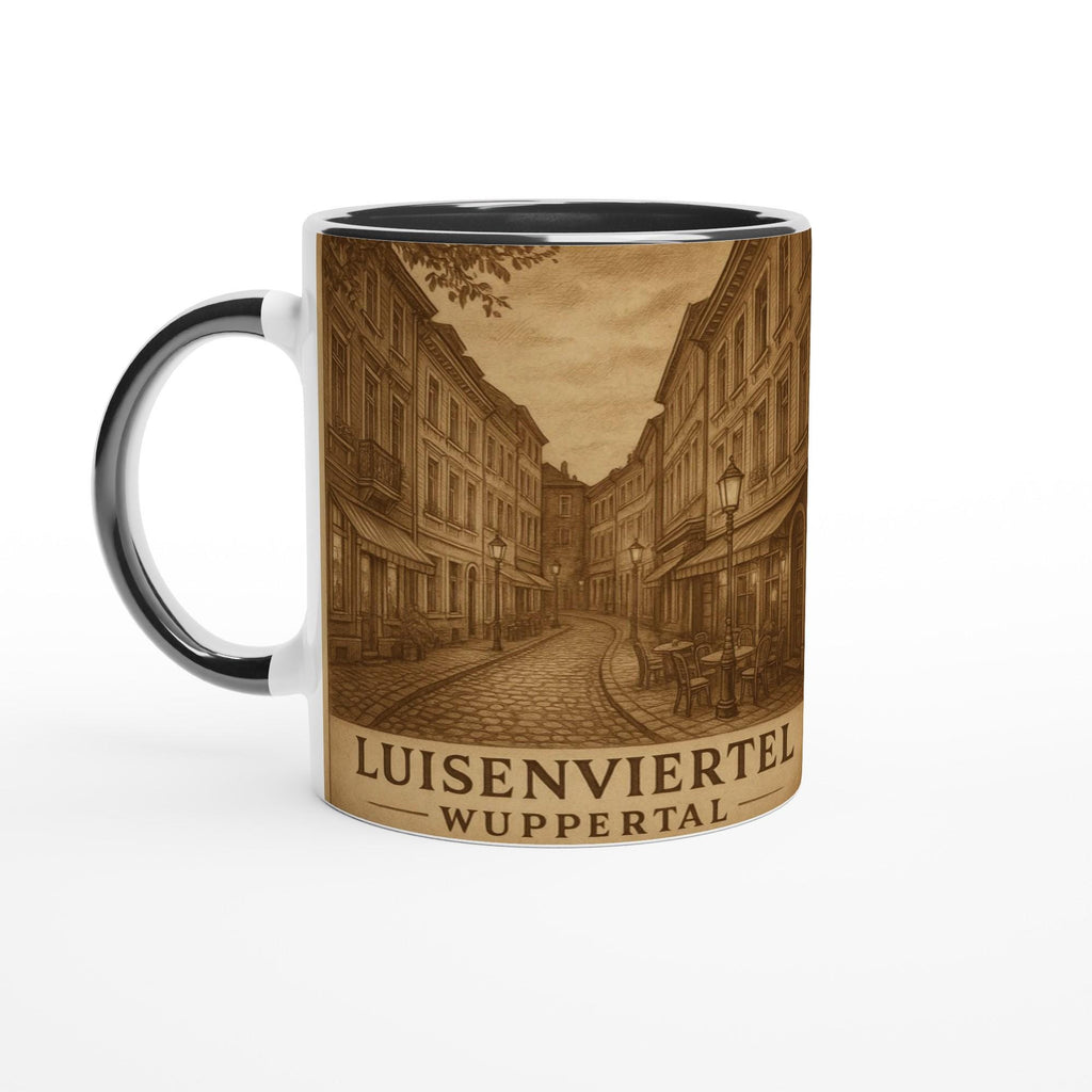 Luisenviertel Wuppertal Tasse – Sepia Vintage Illustration – Altstadt Motiv – Wuppertal Geschenk – Nostalgische Kaffee Tasse – City Mug