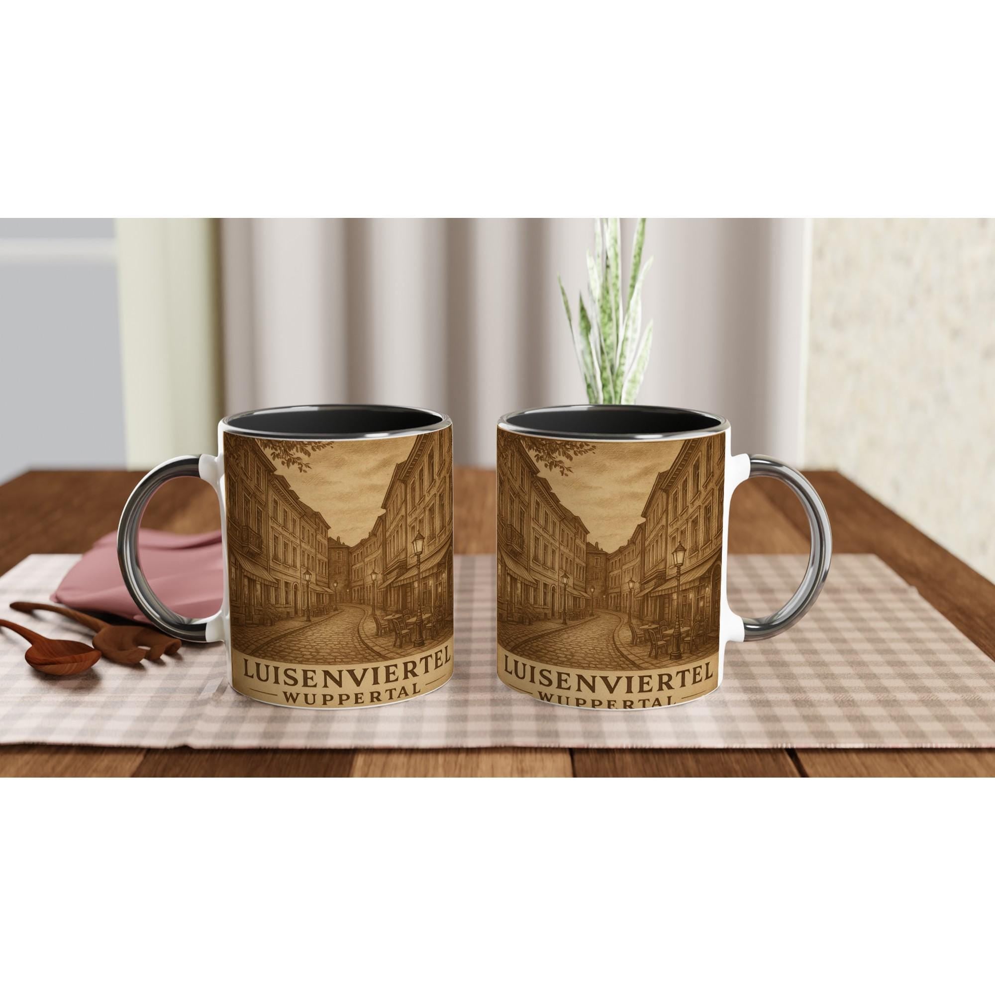 Luisenviertel Wuppertal Tasse – Sepia Vintage Illustration – Altstadt Motiv – Wuppertal Geschenk – Nostalgische Kaffee Tasse – City Mug