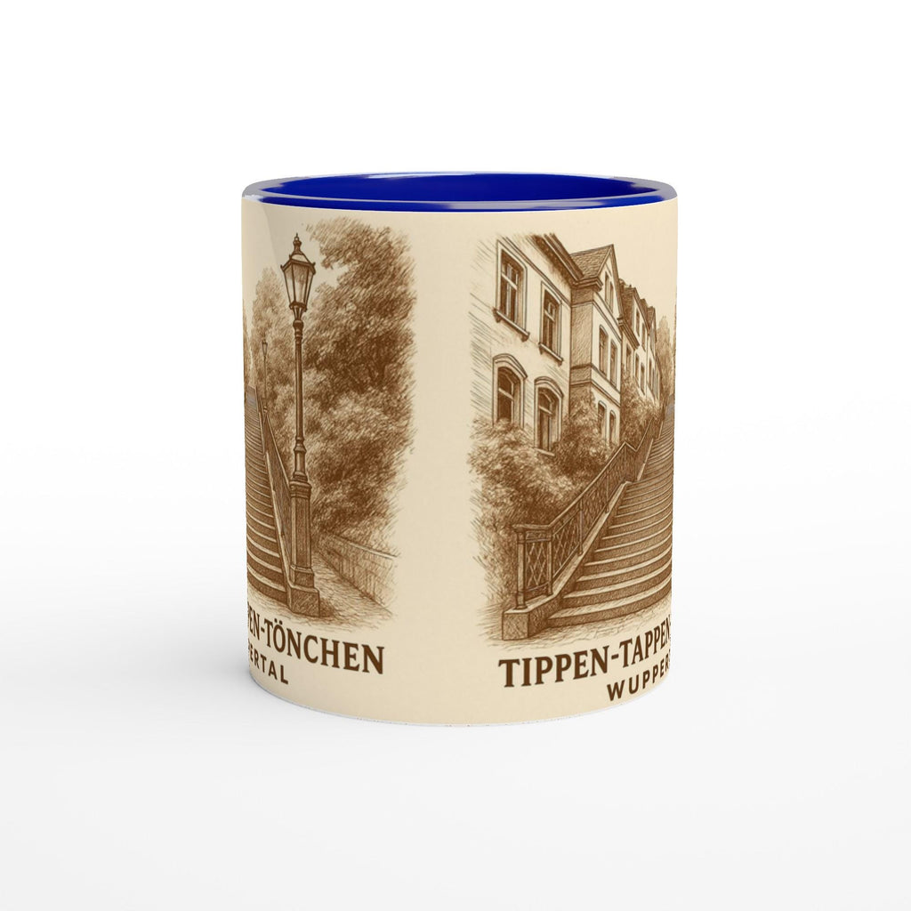 Tippen-Tappen-Tönchen Tasse – Wuppertal Treppe – Sepia Vintage Illustration – Wuppertal Geschenk – Städte Tasse – Architektur Mug