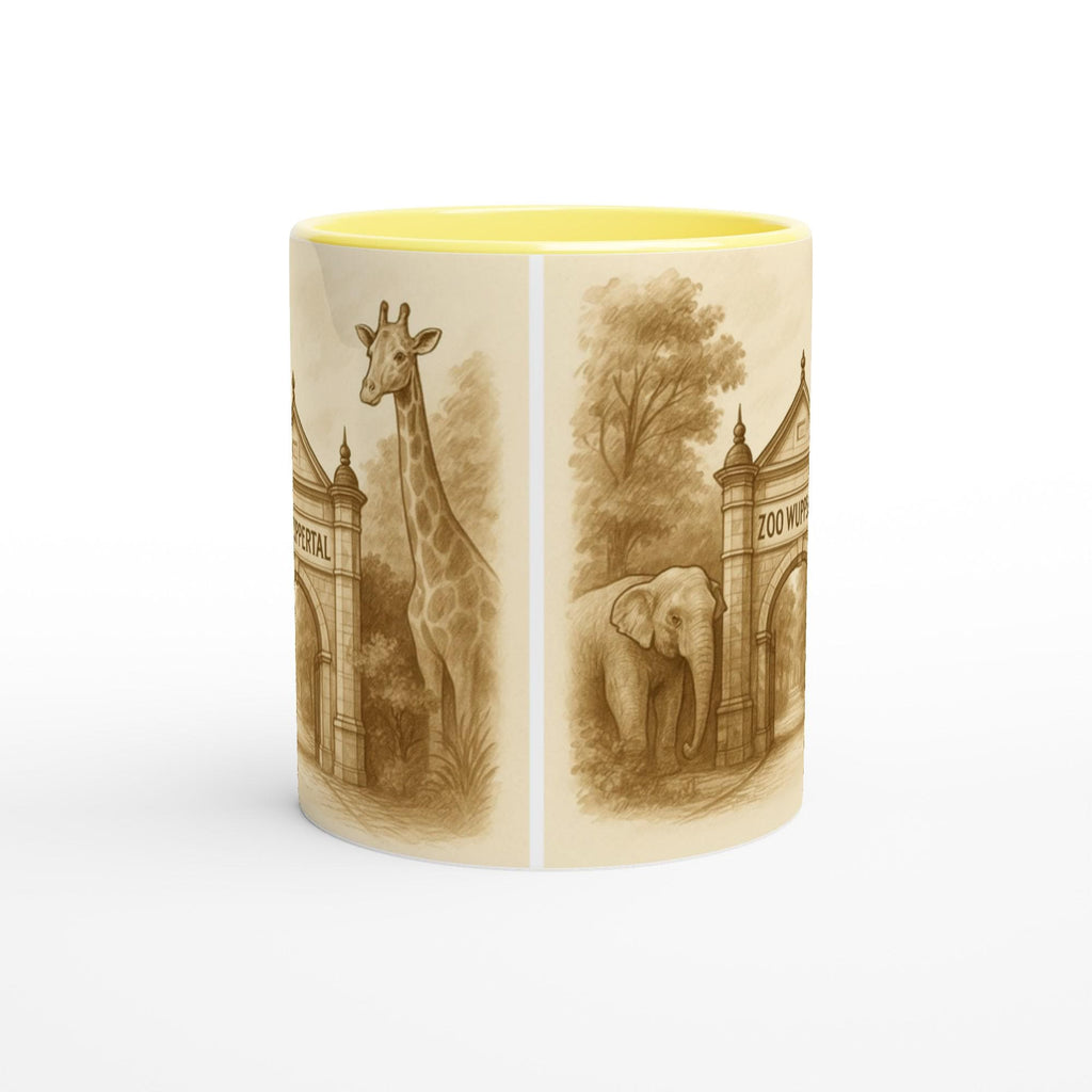 Zoo Wuppertal Tasse – Sepia Vintage Illustration – Eingangstor Kunstdruck – Wuppertal Geschenk – Tierpark Souvenir – Retro Design Mug