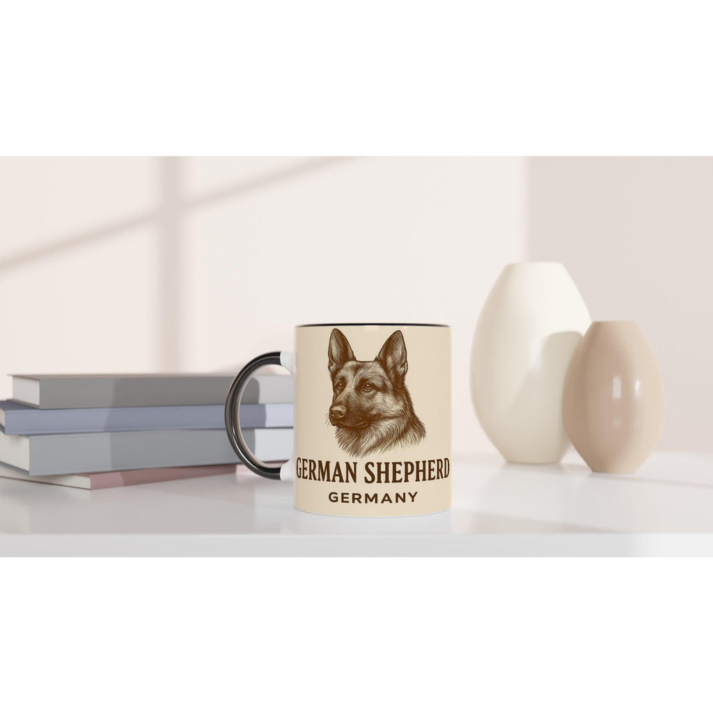German Shepherd Tasse – Vintage Sepia Hunde Portrait – Deutscher Schäferhund Geschenk – Dog Lover Mug – Haustier Illustration Retro