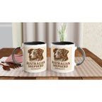 Australian Shepherd Tasse – Sepia Vintage Hundeportrait – Aussie Dog Mug – Hütehund Geschenk – Rasseporträt Deutschland – Premium Becher