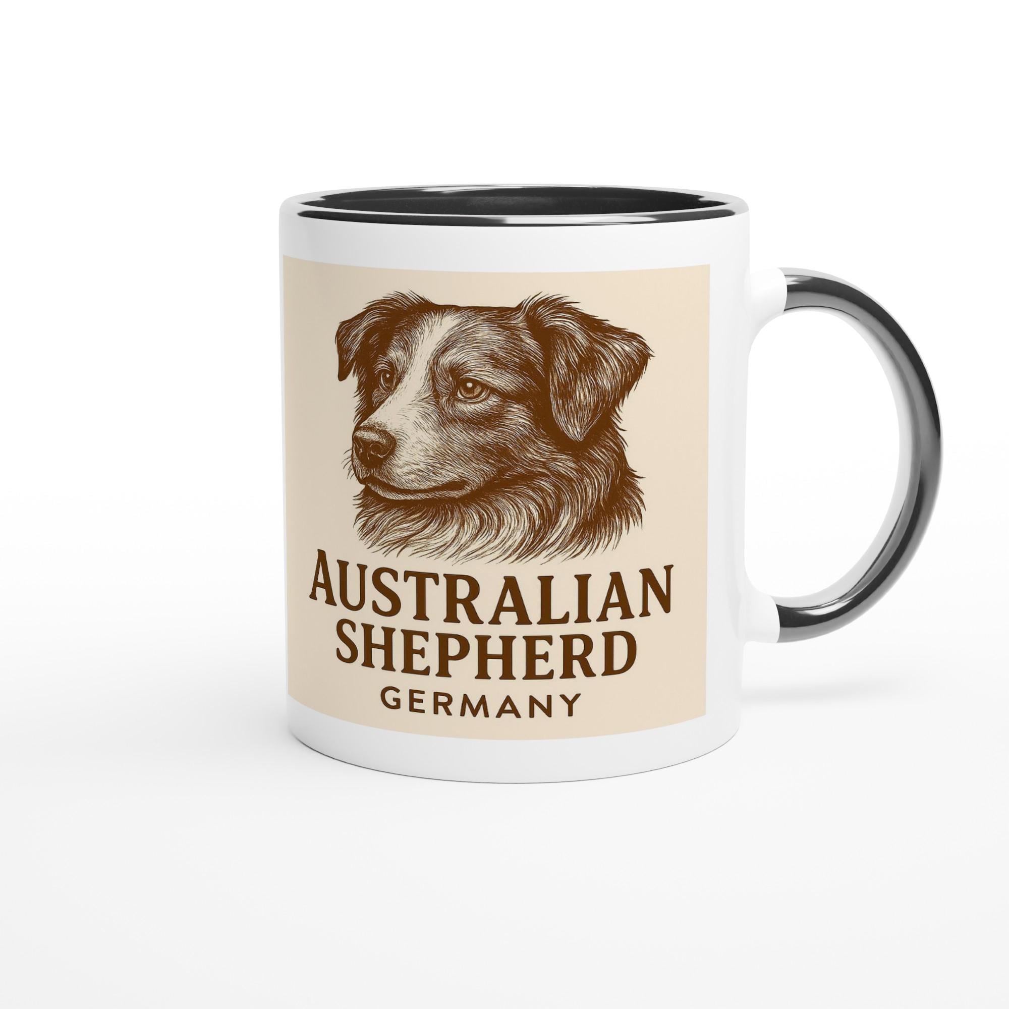 Australian Shepherd Tasse – Sepia Vintage Hundeportrait – Aussie Dog Mug – Hütehund Geschenk – Rasseporträt Deutschland – Premium Becher