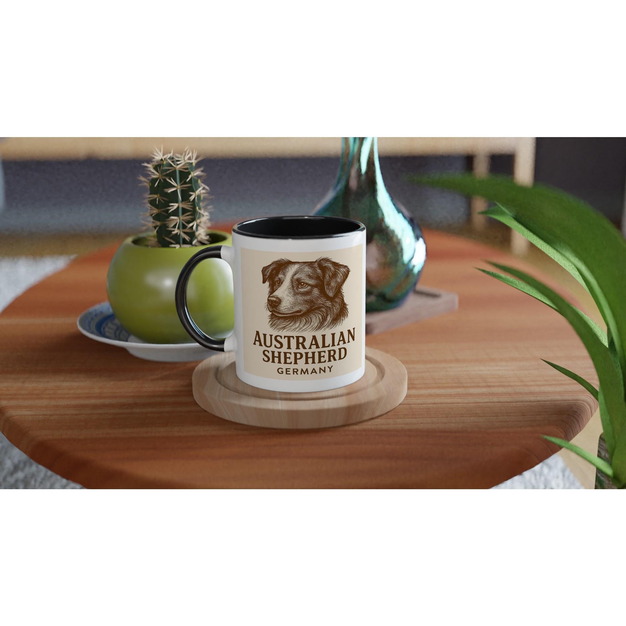 Australian Shepherd Tasse – Sepia Vintage Hundeportrait – Aussie Dog Mug – Hütehund Geschenk – Rasseporträt Deutschland – Premium Becher