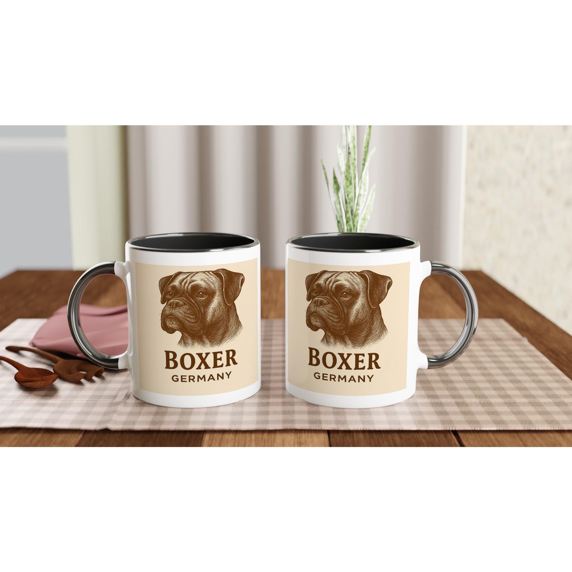Boxer Tasse – Vintage Sepia Portrait – Deutscher Boxer Hund – Rasse Illustration – Geschenk für Boxer-Fans – Hunde Liebhaber Becher