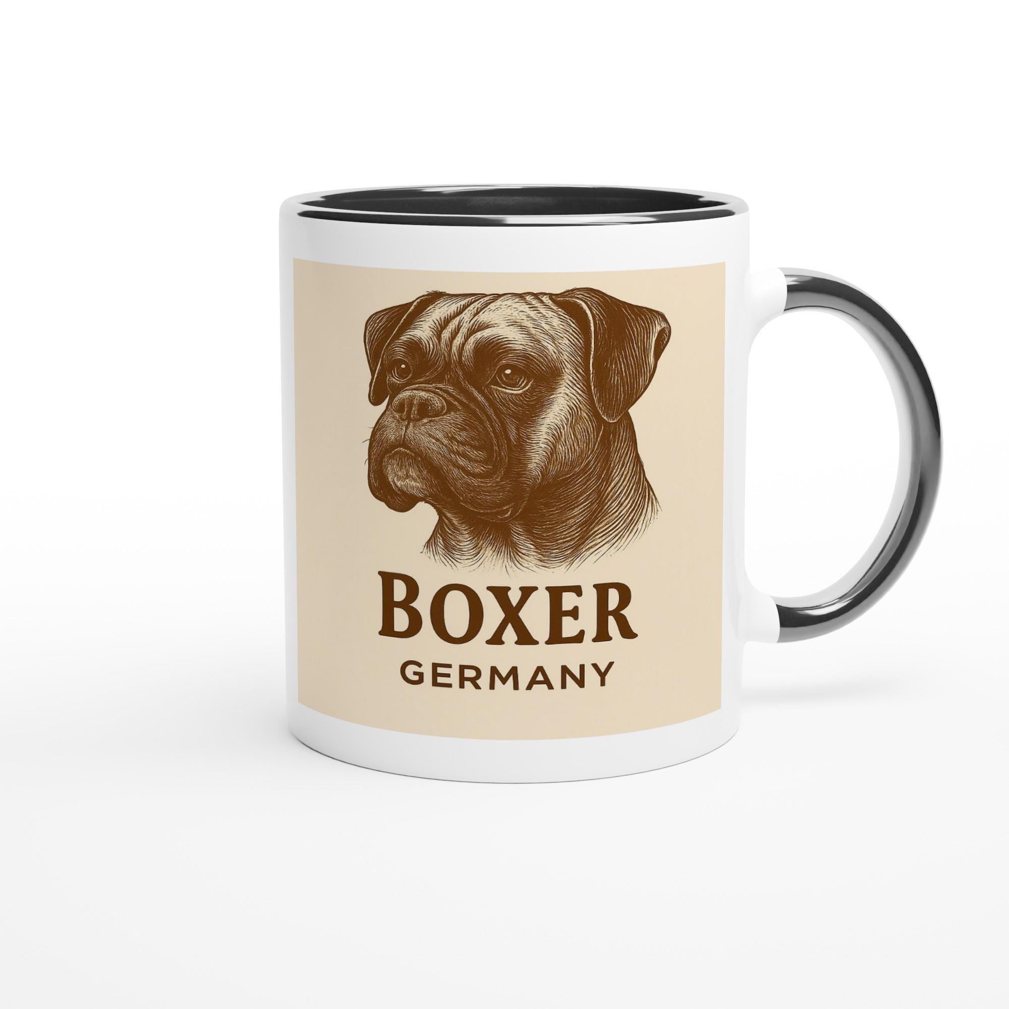 Boxer Tasse – Vintage Sepia Portrait – Deutscher Boxer Hund – Rasse Illustration – Geschenk für Boxer-Fans – Hunde Liebhaber Becher