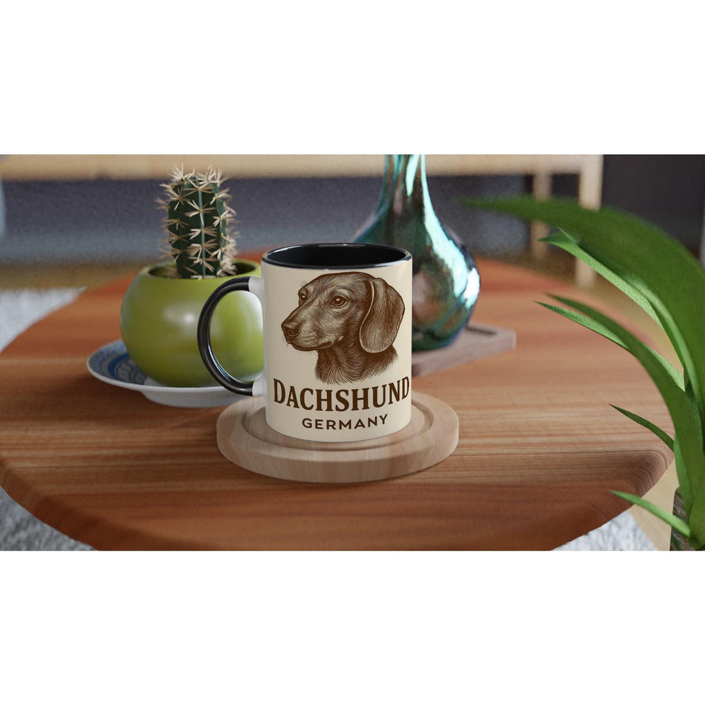 Dackel Tasse – Vintage Sepia Hundeporträt – Dachshund Germany – Witziges Dackel Geschenk – Hunde Fan Tasse – Dackel Illustration