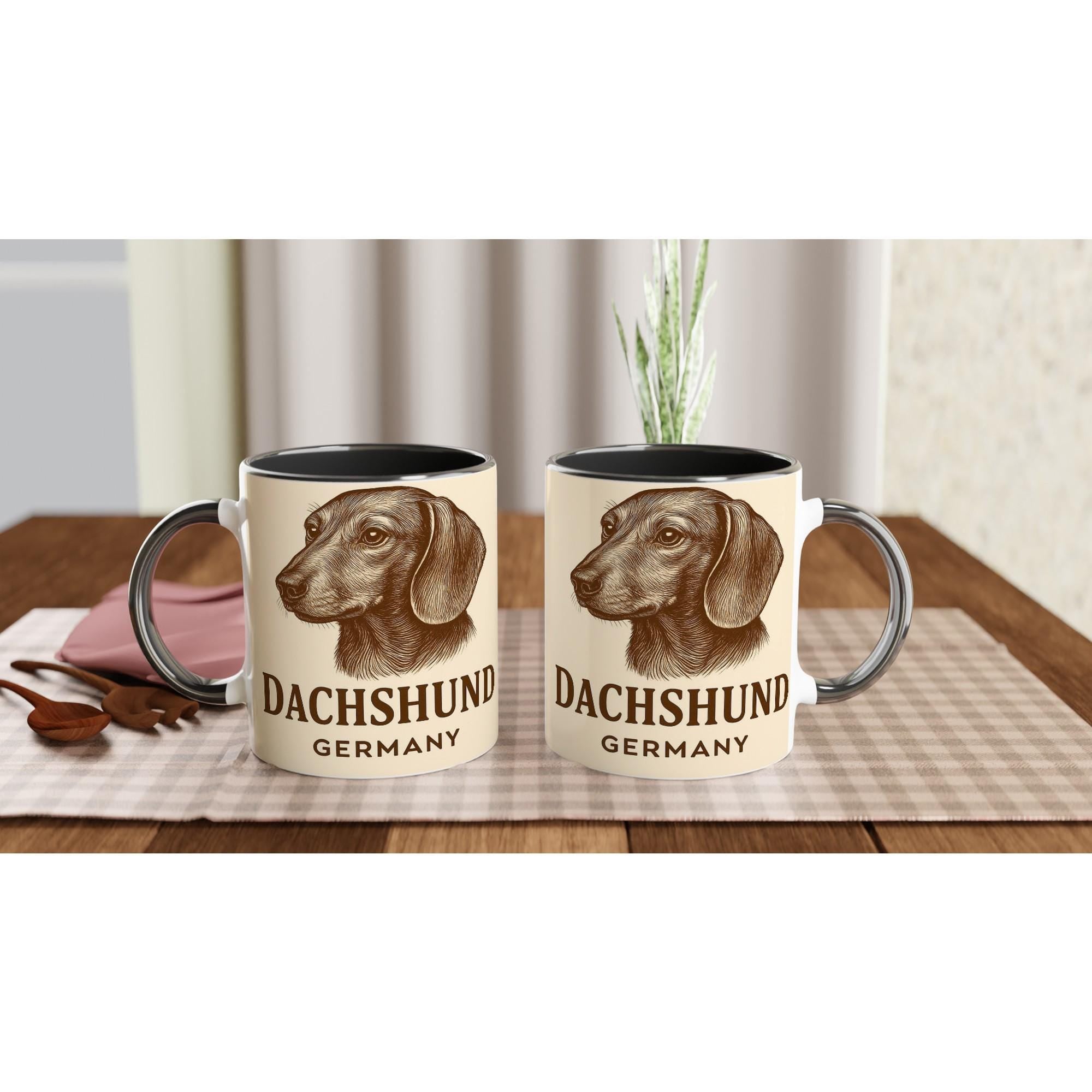 Dackel Tasse – Vintage Sepia Hundeporträt – Dachshund Germany – Witziges Dackel Geschenk – Hunde Fan Tasse – Dackel Illustration