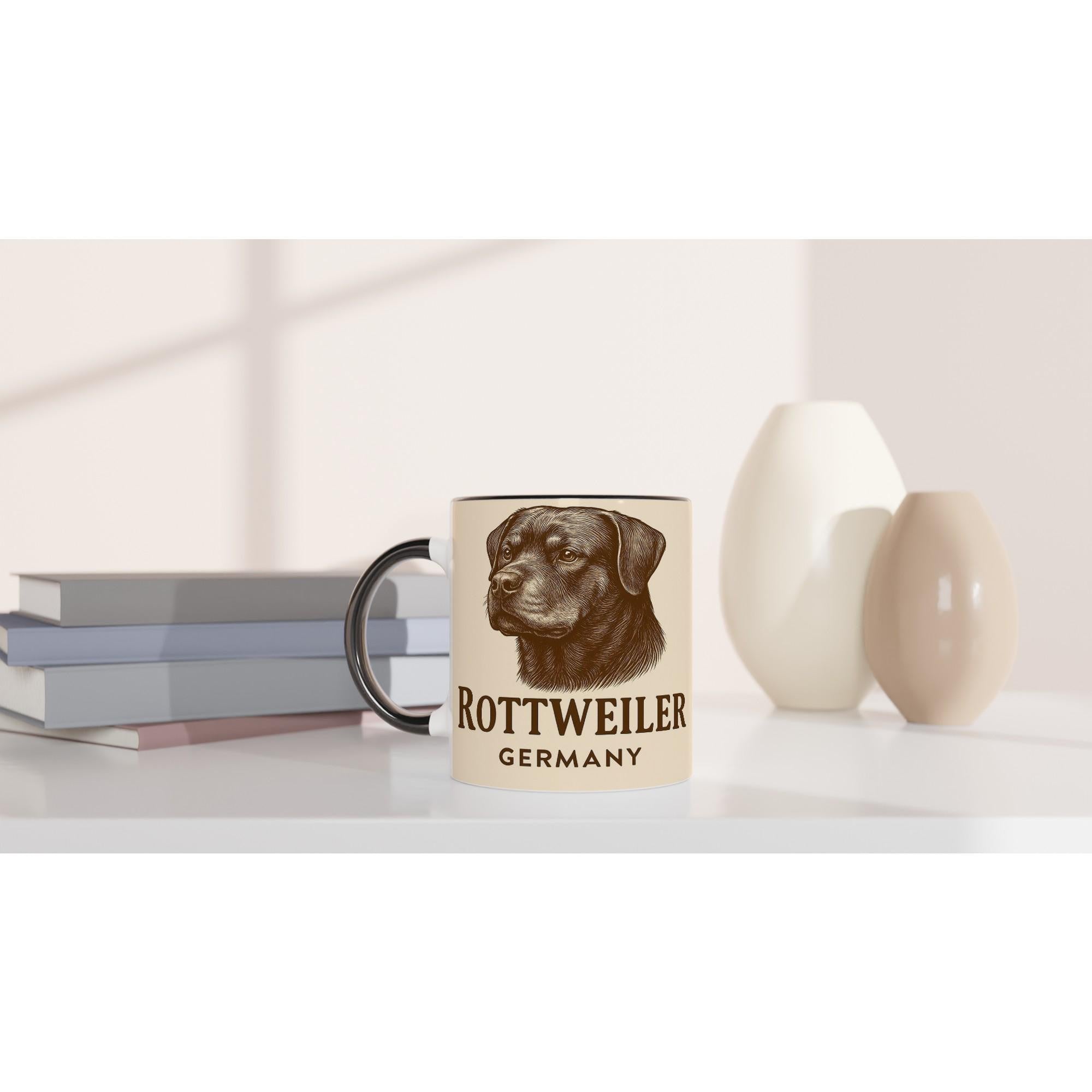 Rottweiler Tasse – Vintage Sepia Hundeporträt – Rottweiler Geschenk – Hunde Liebhaber Becher – Rasseportrait Deutschland – Tierportrait Mug