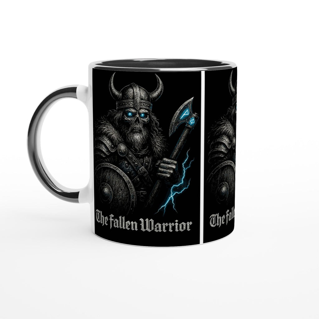 The Fallen Warrior Tasse – Dunkles Wikinger Motiv | Metal Art Geschenk | Nordische Mythologie Kaffeetasse | Schwarzer Premium Look