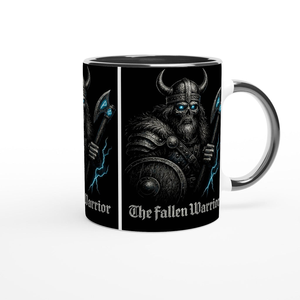 The Fallen Warrior Tasse – Dunkles Wikinger Motiv | Metal Art Geschenk | Nordische Mythologie Kaffeetasse | Schwarzer Premium Look