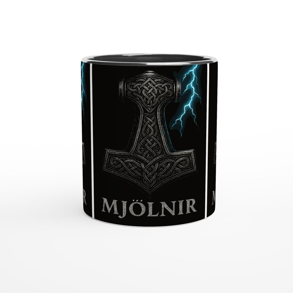 Mjölnir Tasse – Thor’s Hammer – Nordic Viking Mug – Electric Blue Metal Art – Geschenk für Männer & Mythologie Fans – Nordic Power Cup