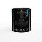 Mjölnir Tasse – Thor’s Hammer – Nordic Viking Mug – Electric Blue Metal Art – Geschenk für Männer & Mythologie Fans – Nordic Power Cup