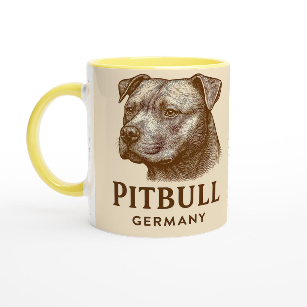 Pitbull Tasse – Vintage Sepia Hundeporträt – Pitbull Lovers Geschenk – Hunderasse Cup – Tierportrait Tasse – Dog Mug Germany