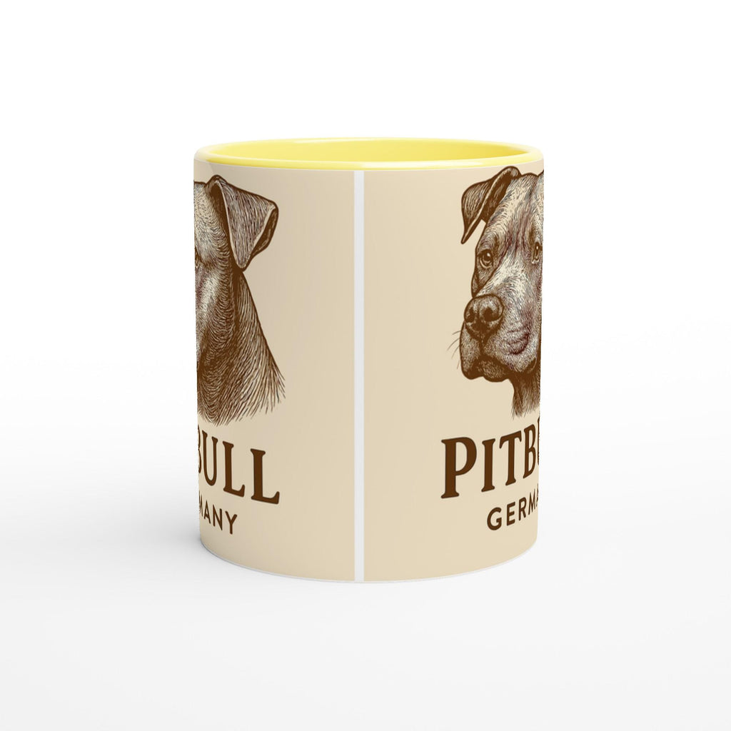 Pitbull Tasse – Vintage Sepia Hundeporträt – Pitbull Lovers Geschenk – Hunderasse Cup – Tierportrait Tasse – Dog Mug Germany