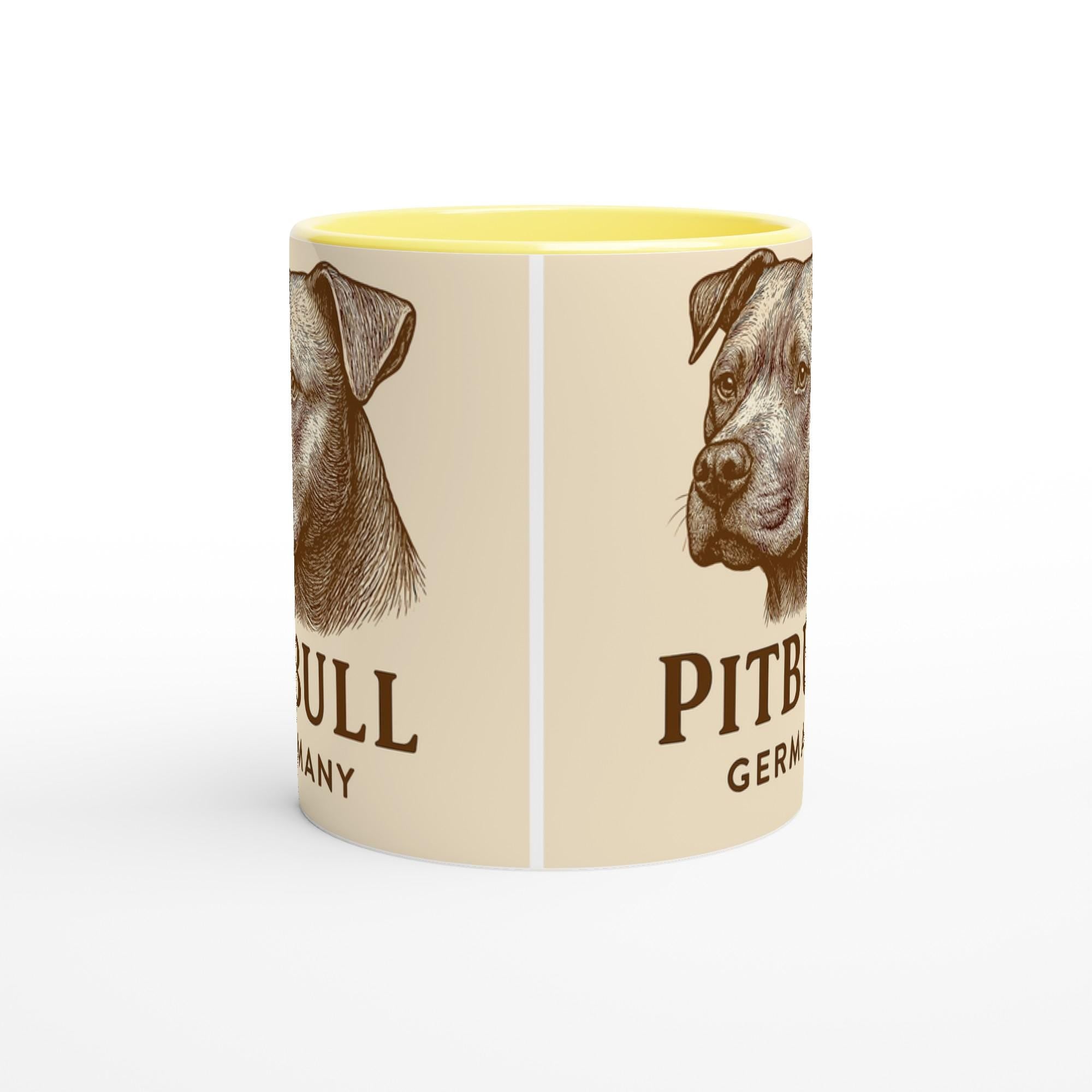 Pitbull Tasse – Vintage Sepia Hundeporträt – Pitbull Lovers Geschenk – Hunderasse Cup – Tierportrait Tasse – Dog Mug Germany