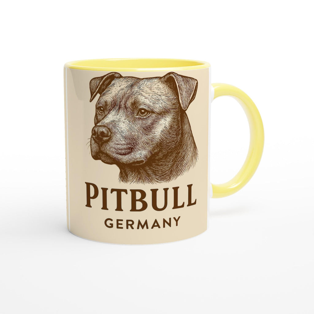 Pitbull Tasse – Vintage Sepia Hundeporträt – Pitbull Lovers Geschenk – Hunderasse Cup – Tierportrait Tasse – Dog Mug Germany
