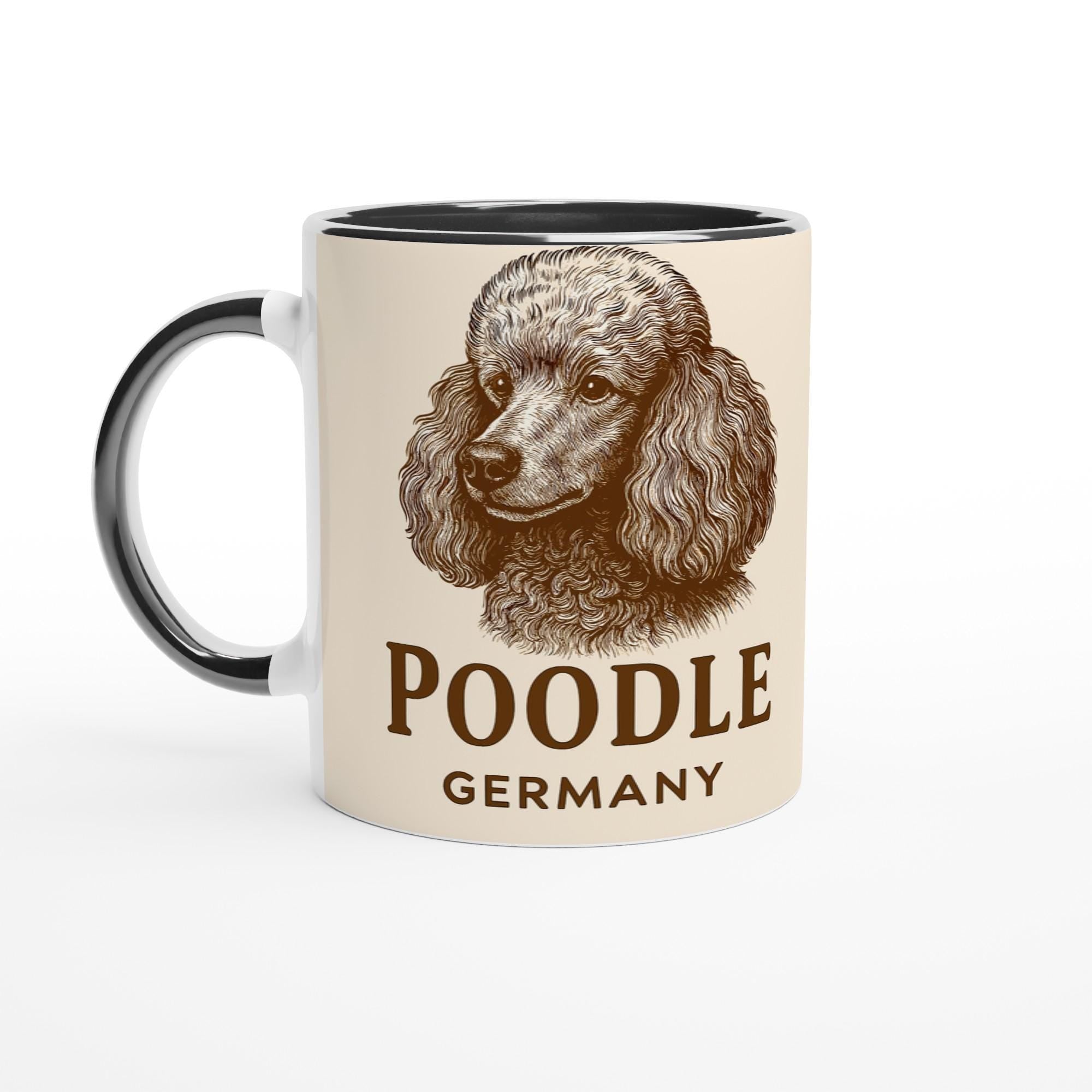 Pudel Tasse – Poodle Germany – Vintage Sepia Hunde Portrait – Edler Hundefan Becher – Geschenk für Hundebesitzer – Haustier Tasse