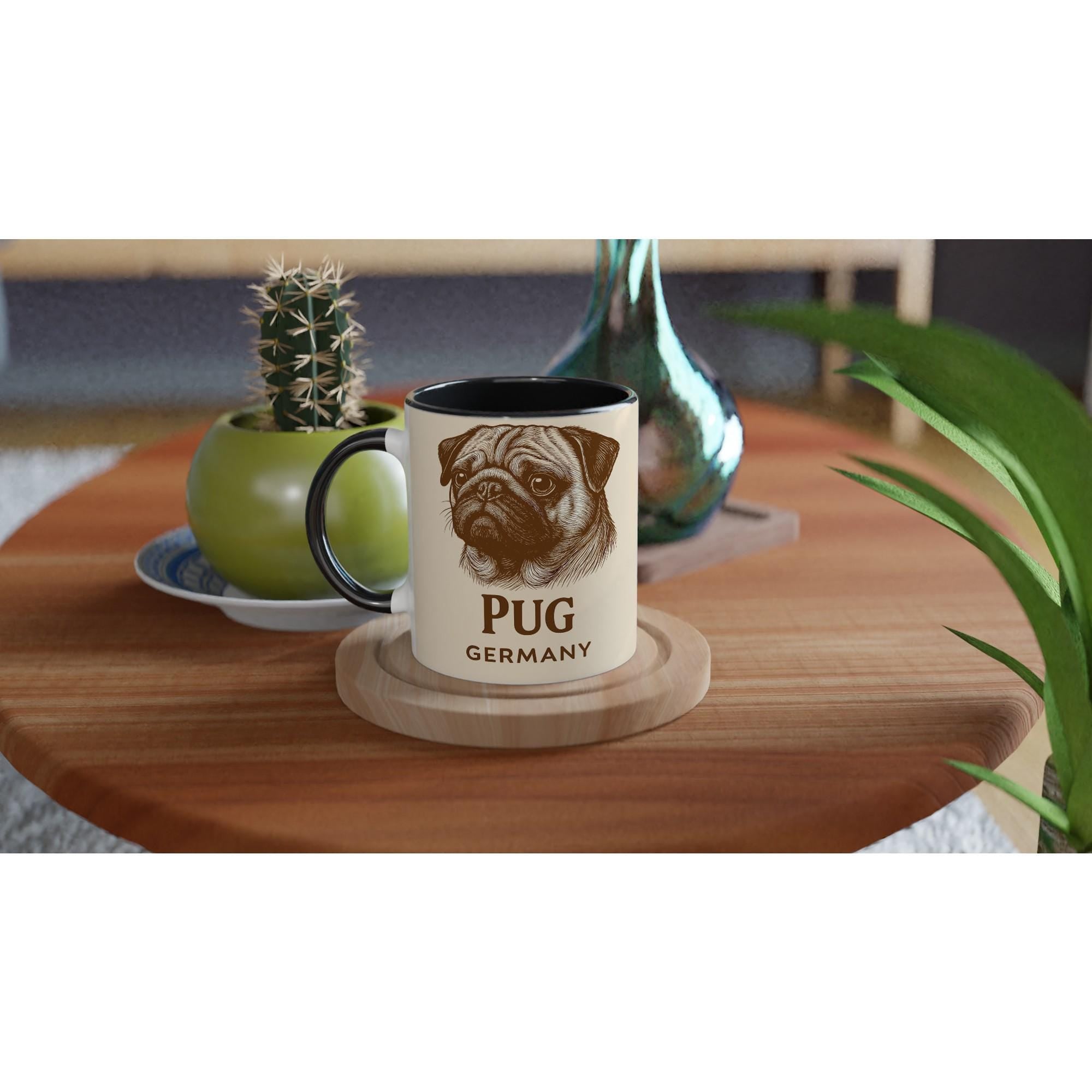 Mops Tasse – Vintage Sepia Hundeporträt – Pug Germany – Edle Hunde Tasse – Geschenk für Mops Besitzer – Haustier Portrait Kaffeebecher