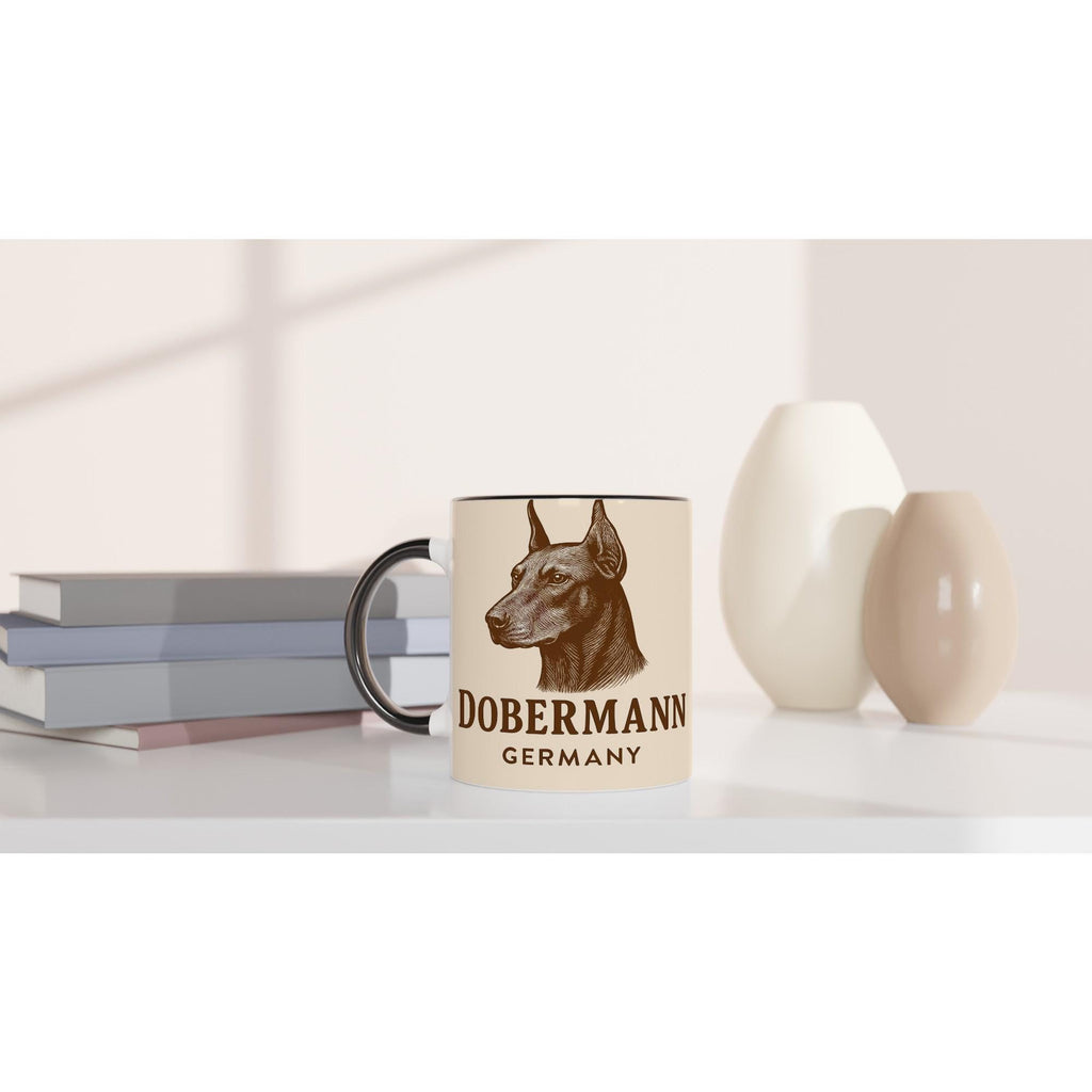 Dobermann Tasse – Vintage Sepia Hunde Portrait – Doberman Germany – Edles Hundegeschenk – Hunderasse Becher – Hundehalter Geschenk