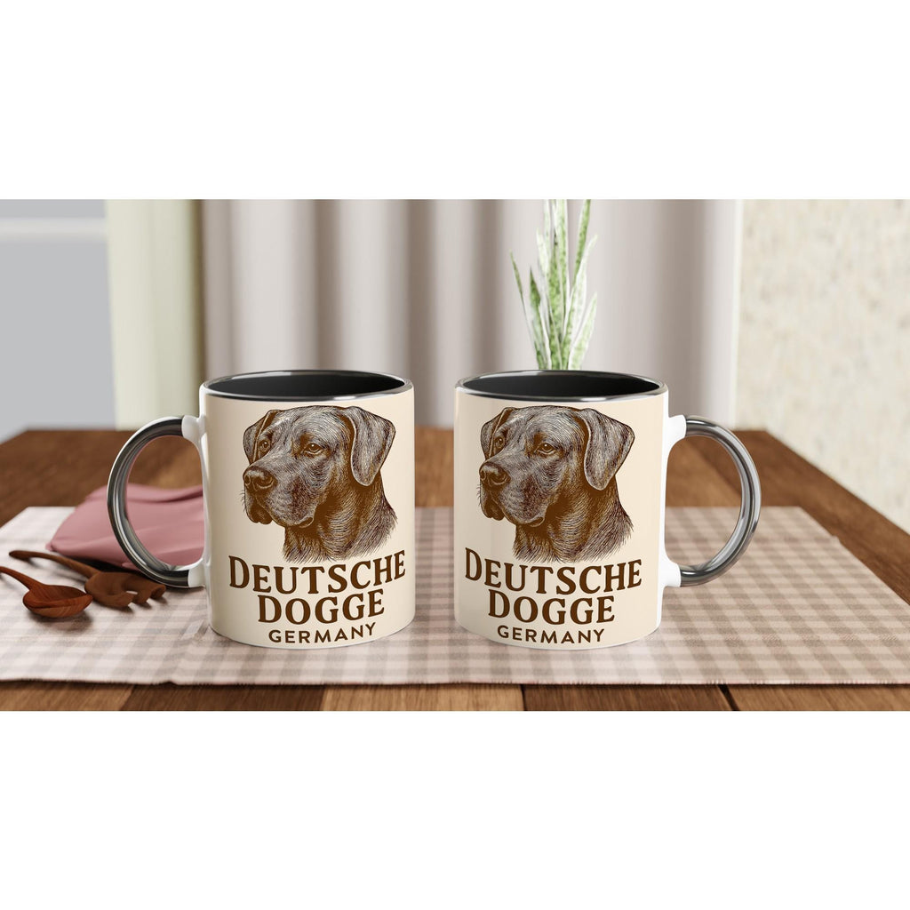 Deutsche Dogge Tasse – Vintage Sepia Portrait – Great Dane Germany – Edles Hunde Geschenk – Haustier Tasse – Hunderasse Illustration