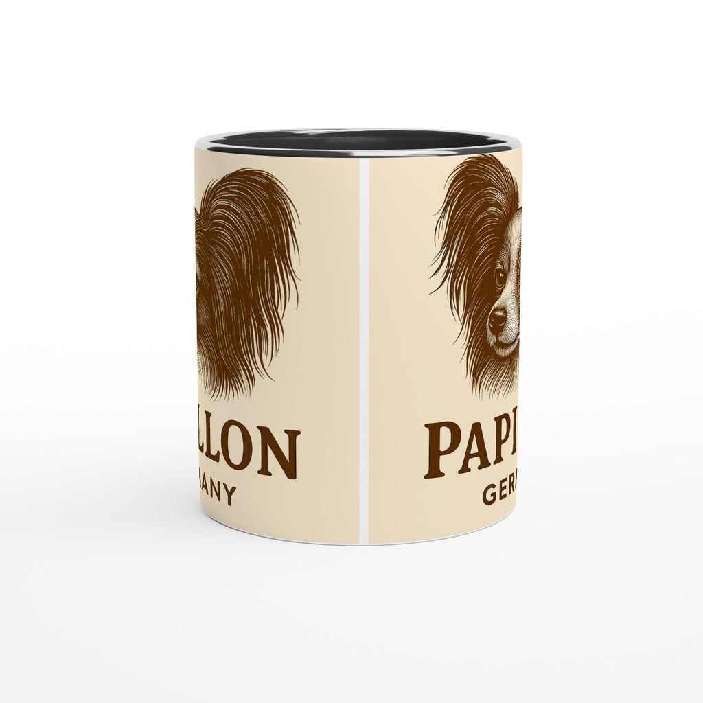 Papillon Tasse – Vintage Sepia Hundeportrait – Papillon Geschenk – Hundeliebhaber Becher – Rassehund Illustration – Premium Haustier Tasse