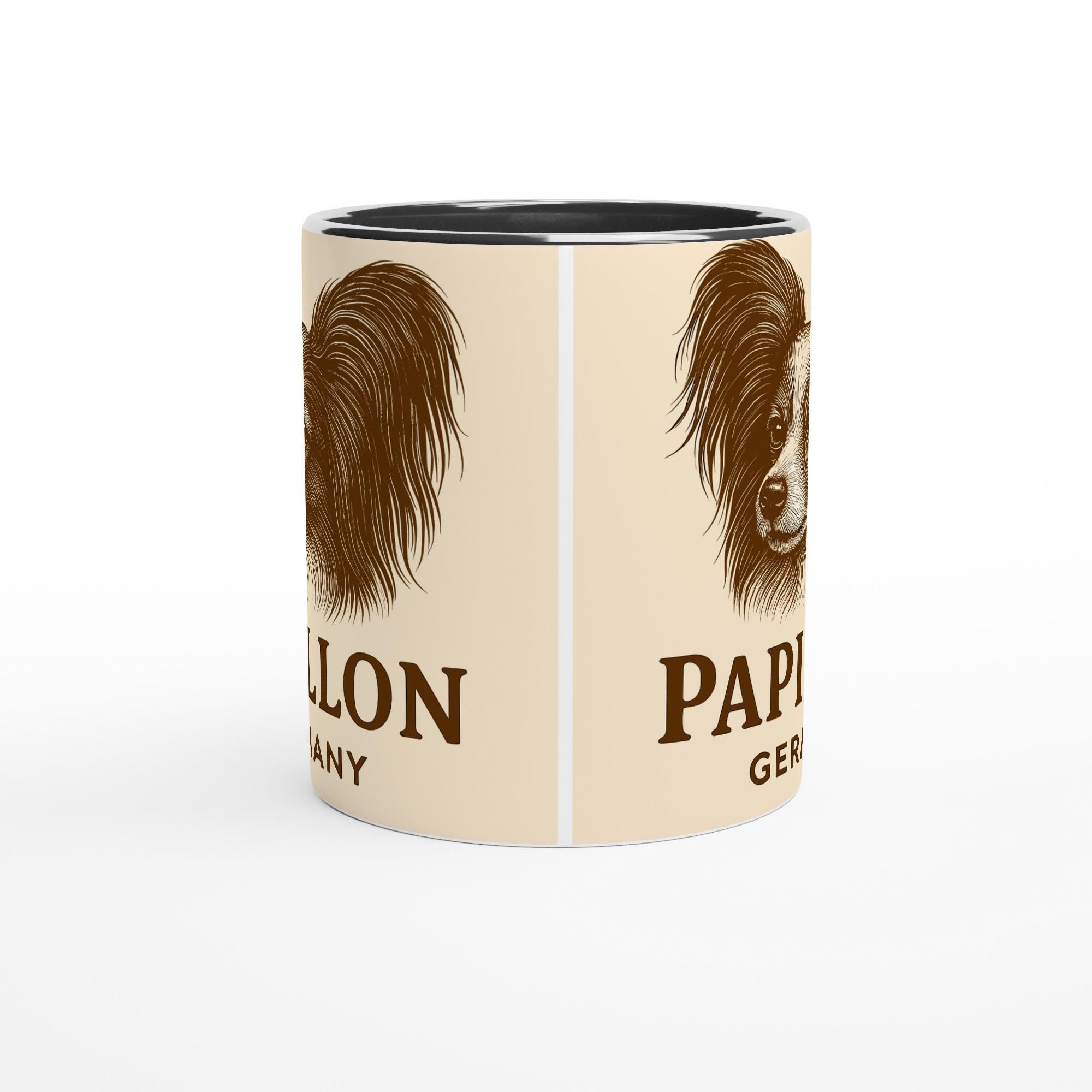 Papillon Tasse – Vintage Sepia Hundeportrait – Papillon Geschenk – Hundeliebhaber Becher – Rassehund Illustration – Premium Haustier Tasse