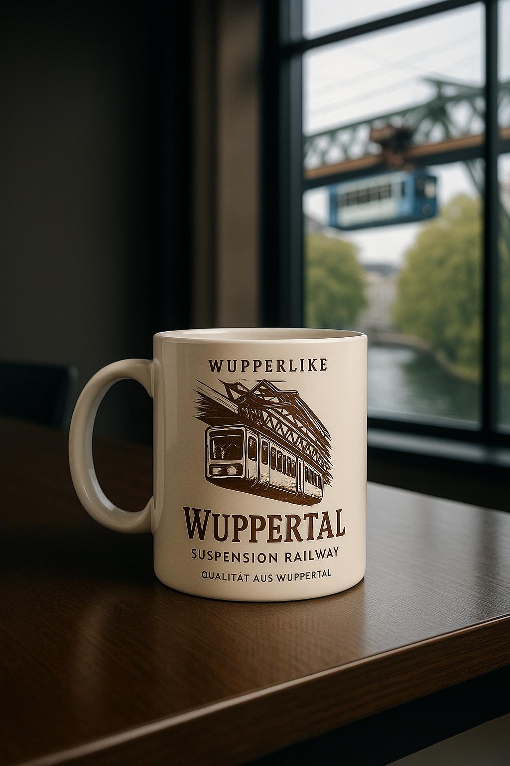 Tippen-Tappen-Tönchen Tasse – Wuppertal Treppe – Sepia Vintage Illustration – Wuppertal Geschenk – Städte Tasse – Architektur Mug