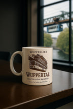 Tuffi Wuppertal Tasse – Vintage Sepia Illustration – Schwebebahn Elefant 1950 – Retro Stadtmotiv – Wuppertal Geschenk – Deutschland Souvenir