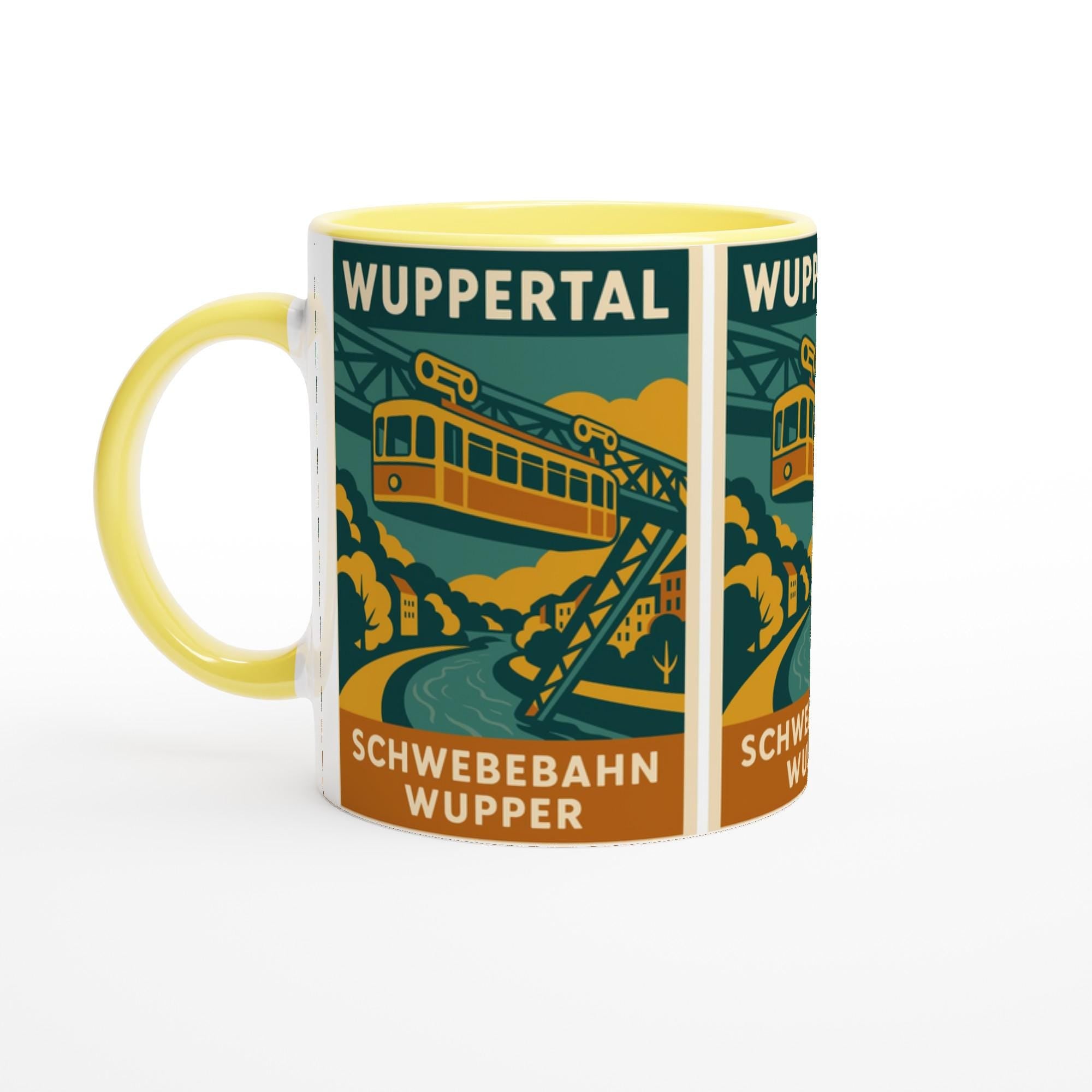 Wuppertal Schwebebahn Tasse – Retro Stadtmotiv an der Wupper | Vintage Travel Poster Mug | Geschenk für Wuppertal-Fans