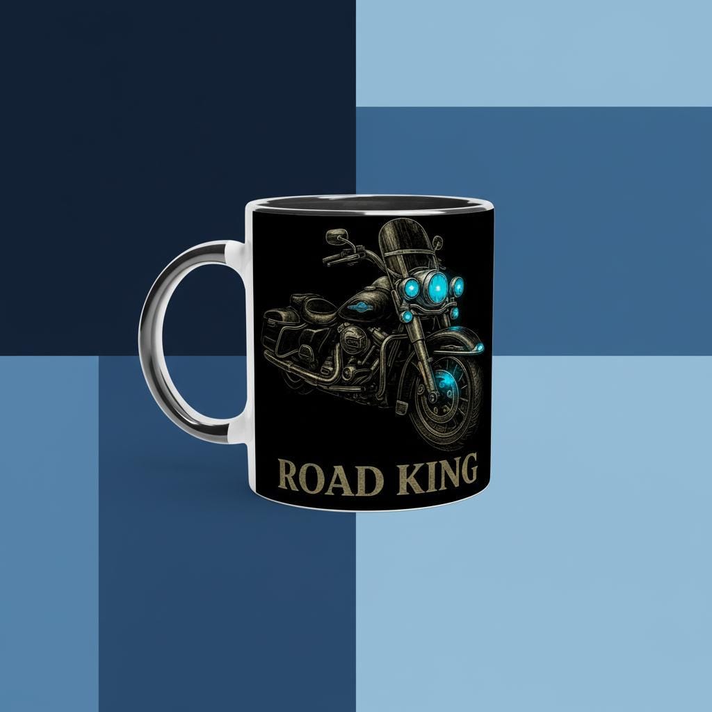 Harley Davidson Road King – Klassisches Biker Motiv | Motorcycle Artwork Touring Bike Illustration Geschenk für Harley Fans & Motorradfahrer