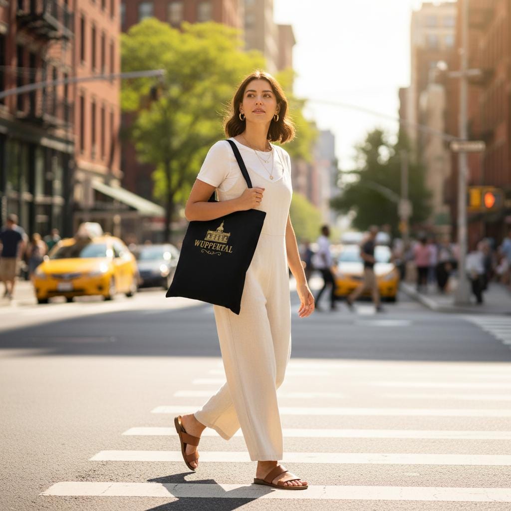 Wuppertal Tote Bag – Schwarze Premium Stofftasche mit Gold Print | Geschenk für Wuppertal Fans | Wiederverwendbare Einkaufstasche