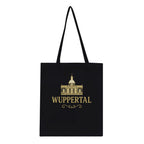 Wuppertal Tote Bag – Schwarze Premium Stofftasche mit Gold Print | Geschenk für Wuppertal Fans | Wiederverwendbare Einkaufstasche